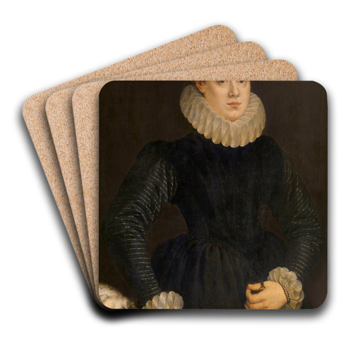 Portrait of a Woman by Adriaen Thomasz. Key Art Drink Coaster set Portrait of a Woman by Adriaen Thomasz. Key Art Drink Coaster set