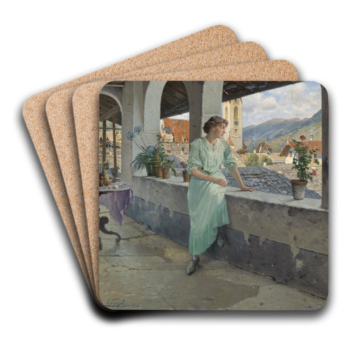 Blick ber die Dcher by Josef Kinzel Art Drink Coaster set