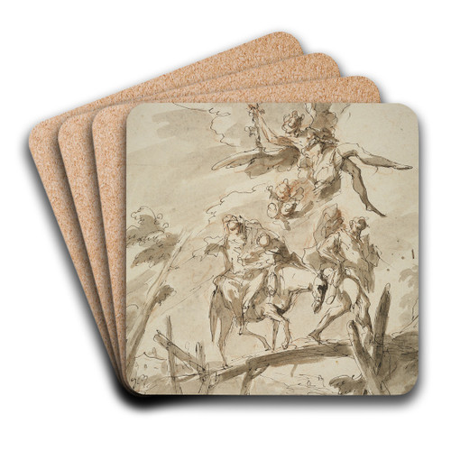 The Holy Family on the Flight into Egypt by Gaspare Diziani Art Drink Coaster set