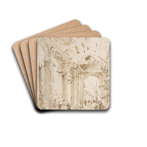 The Arcade of the Libreria, Looking Toward San Giorgio Maggiore by Francesco Guardi Drink Coasters - set of 4