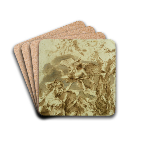 Hagar and Ishmael in the wilderness by Giovanni Benedetto Castiglione Drink Coasters - set of 4