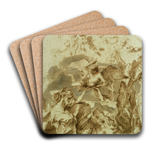 Hagar and Ishmael in the wilderness by Giovanni Benedetto Castiglione Art Drink Coaster set