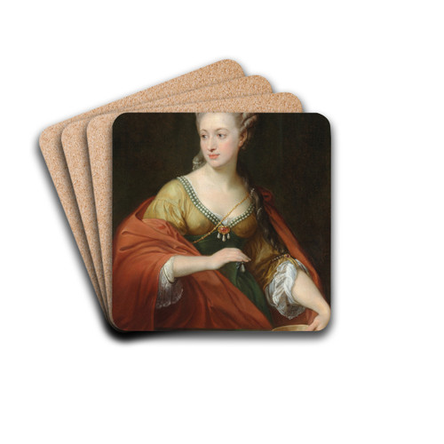 Portrait of a lady, traditionally identified as Alexandra Evichovna Demidov as Cleopatra by Pompeo Batoni Drink Coasters - set of 4