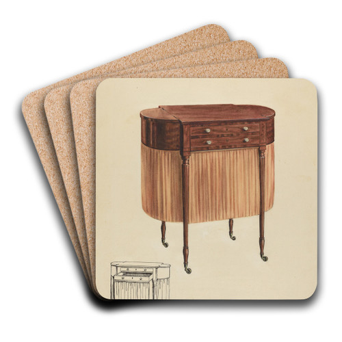 Sewing Table by Ferdinand Cartier Art Drink Coaster set