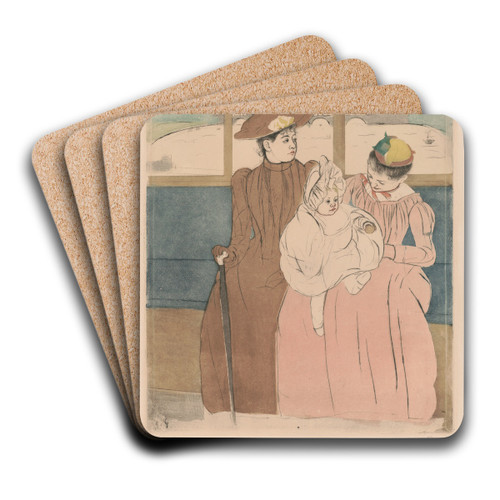 In the omnibus by Mary Cassatt Art Drink Coaster set