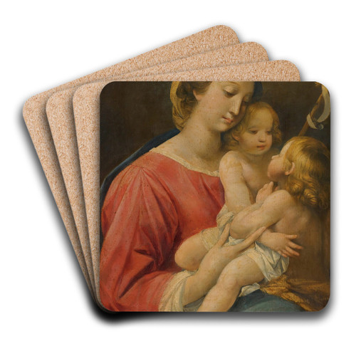 The Madonna And Child With The Infant Saint John The Baptist by Giuseppe Cesari Art Drink Coaster set The Madonna And Child With The Infant Saint John The Baptist by Giuseppe Cesari Art Drink Coaster set