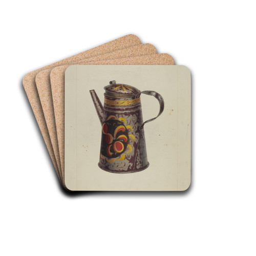 Toleware Coffee Pot by Edward L. Loper Drink Coasters - set of 4