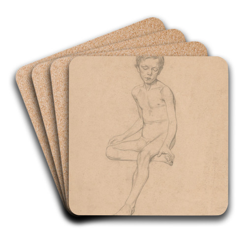 Zittende naakte jongen by Jan Veth Art Drink Coaster set