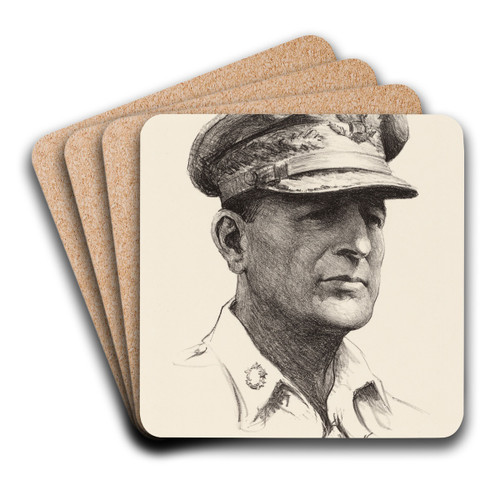 Douglas MacArthur by Samuel Johnson Woolf Art Drink Coaster set