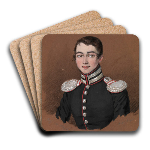 Portrait of a Young Officer by Mikhail Terebenev Art Drink Coaster set