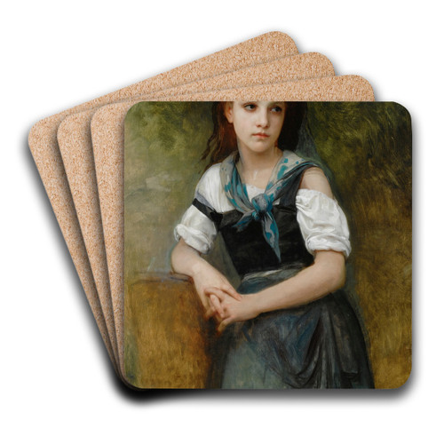 A Study For The Secret by William Bouguereau Art Drink Coaster set A Study For The Secret by William Bouguereau Art Drink Coaster set
