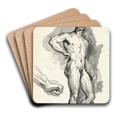 Staand mannelijk naakt: hand by David Humbert de Superville Art Drink Coaster set Staand mannelijk naakt: hand by David Humbert de Superville Art Drink Coaster set