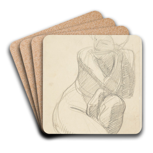 Siddende kvindelig model by Harald Giersing Art Drink Coaster set