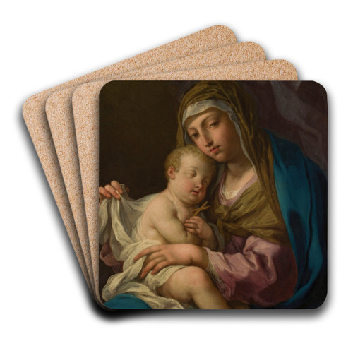 Madonna with sleeping Child Jesus by Angelo Trevisani Art Drink Coaster set