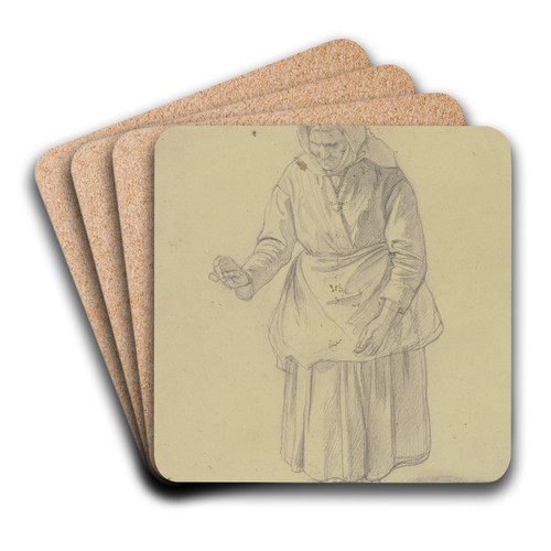 Old farmer woman by Jakob Becker Art Drink Coaster set Old farmer woman by Jakob Becker Art Drink Coaster set
