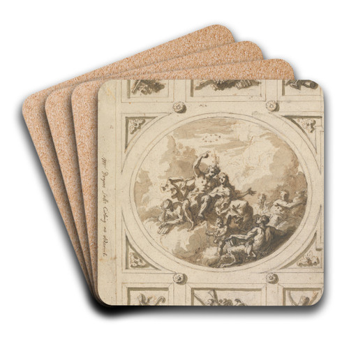 Design for a Ceiling at Addiscombe; Bacchus and Ariadne by Sir James Thornhill Art Drink Coaster set Design for a Ceiling at Addiscombe; Bacchus and Ariadne by Sir James Thornhill Art Drink Coaster set