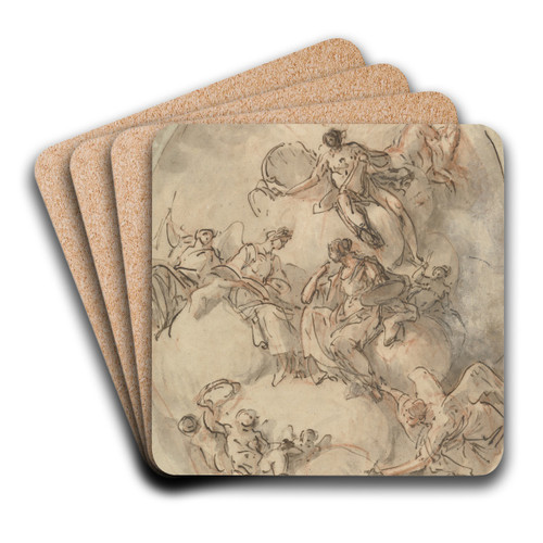 Study for Ceiling: Apollo and other Figures by Domenico Mondo Art Drink Coaster set