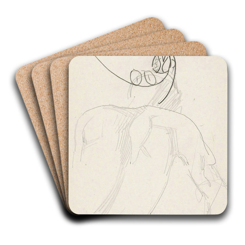 Rug van een naakte figuur by Reijer Stolk Art Drink Coaster set