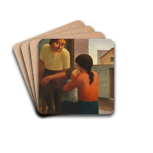 Zwei Frauen mit Kind by Georg Schrimpf Drink Coasters - set of 4