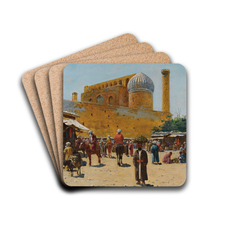 Bazaar In Samarkand by Richard Karlovich Zommer Drink Coasters - set of 4 Bazaar In Samarkand by Richard Karlovich Zommer Drink Coasters - set of 4