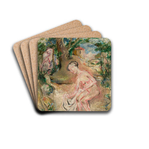 In a bath by Tadeusz Makowski Drink Coasters - set of 4 In a bath by Tadeusz Makowski Drink Coasters - set of 4