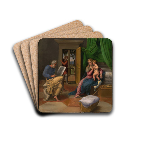 Saint Luke Drawing the Virgin and Christ Child by Girolamo Da Carpi Drink Coasters - set of 4