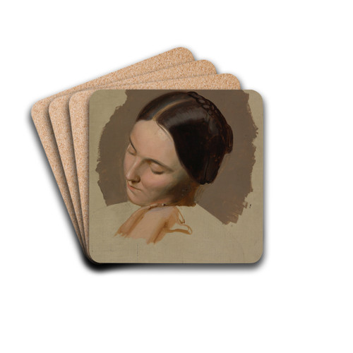 Bildnisstudie eines Frauenkopfes by Adolf Schrdter  Drink Coasters - set of 4