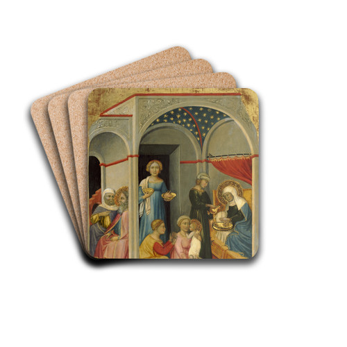 The Nativity of the Virgin by Andrea di Bartolo Drink Coasters - set of 4