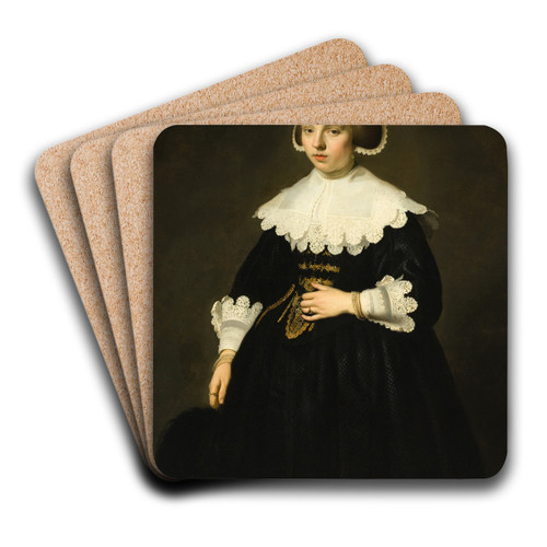 Portrait of a Young Woman by Jacob Adriaensz Backer Art Drink Coaster set