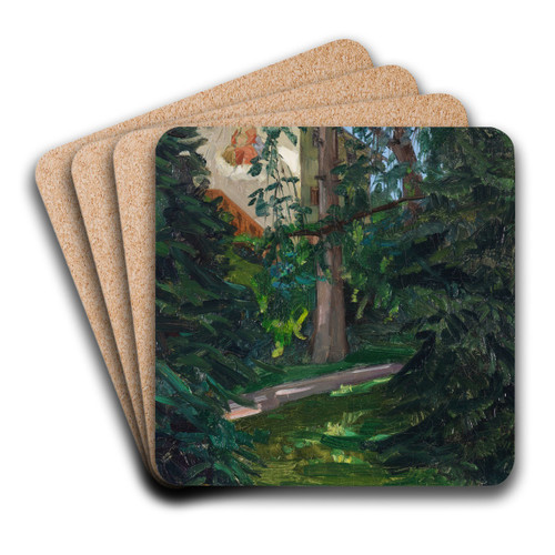 Haus mit Madonna by Wilhelm Trbner Art Drink Coaster set Haus mit Madonna by Wilhelm Trbner Art Drink Coaster set