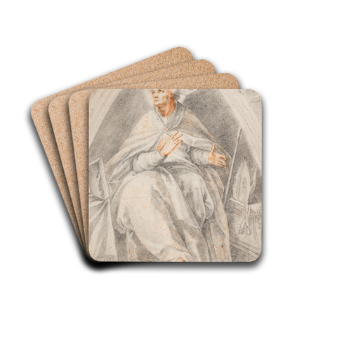 St Gregory seated by Giuseppe Cesari Drink Coasters - set of 4