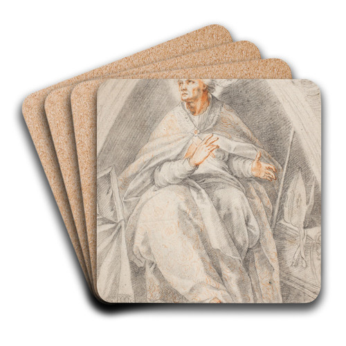 St Gregory seated by Giuseppe Cesari Art Drink Coaster set