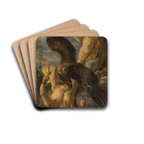 Prometheus Bound by Follower of Jacob Jordaens Drink Coasters - set of 4 Prometheus Bound by Follower of Jacob Jordaens Drink Coasters - set of 4