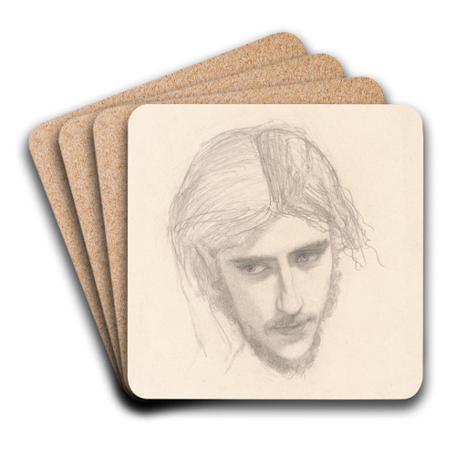 Study for the Head of Ferdinand in 'Ferdinand Lured by Ariel' by Sir John Everett Millais Art Drink Coaster set Study for the Head of Ferdinand in 'Ferdinand Lured by Ariel' by Sir John Everett Millais Art Drink Coaster set