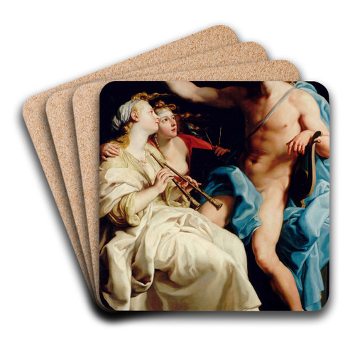 Apollo And Two Muses by Pompeo Batoni Art Drink Coaster set