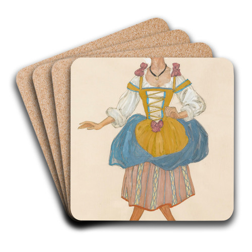 Costume Design For The May Queen I by Alexander Yakovlevich Golovin Art Drink Coaster set Costume Design For The May Queen I by Alexander Yakovlevich Golovin Art Drink Coaster set