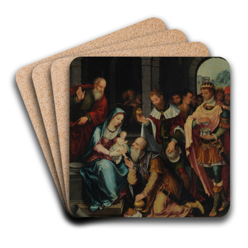 Adoration of the Magi by Barthel Bruyn the Elder Art Drink Coaster set