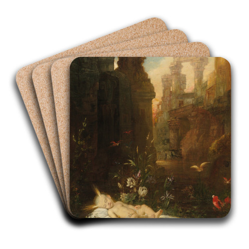 The Infant Moses by Gustave Moreau Art Drink Coaster set