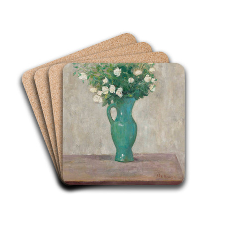 Bouquet in a green flower-vase by Tadeusz Makowski Drink Coasters - set of 4 Bouquet in a green flower-vase by Tadeusz Makowski Drink Coasters - set of 4