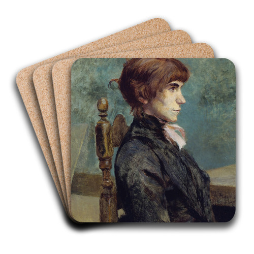 Portrait of Jeanne Wenz by Henri de Toulouse-Lautrec Art Drink Coaster set