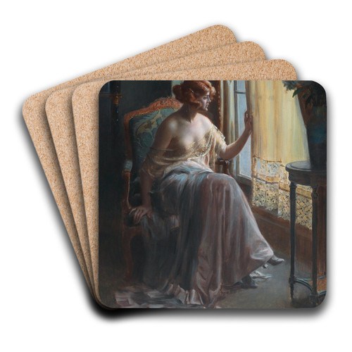 Lady in the Boudoir by Delphin Enjolras Art Drink Coaster set