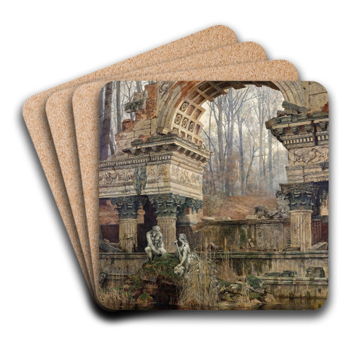 The Roman ruin in Schnbrunn by Carl Moll Art Drink Coaster set