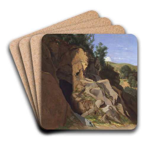 Landscape with a Cave by Thodore Caruelle d'Aligny Art Drink Coaster set