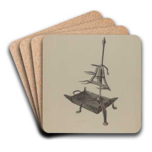 Roasting Stand with Drip Pan by Roy Weber Art Drink Coaster set
