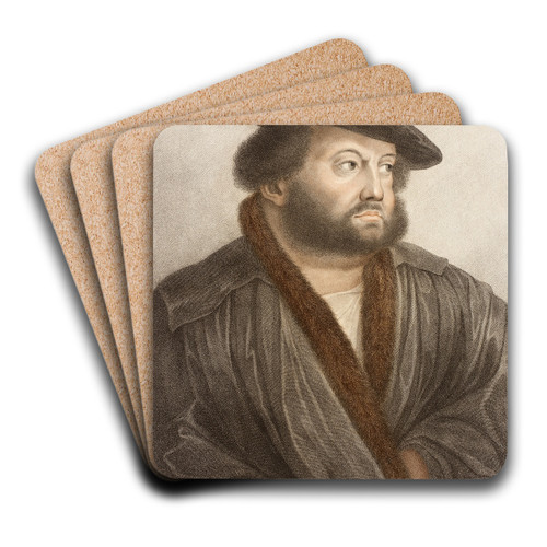 Portrait of Hans Holbein at Kensington Palace by Francesco Bartolozzi Art Drink Coaster set