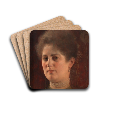 Bildnis einer unbekannten Frau (Frau Heymann) by Gustav Klimt Drink Coasters - set of 4