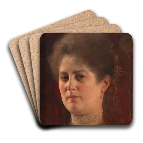 Bildnis einer unbekannten Frau (Frau Heymann) by Gustav Klimt Art Drink Coaster set