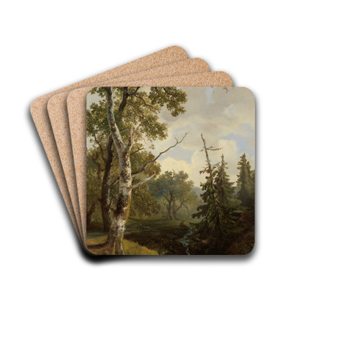 Bosgezicht bij Wolfheze. by Johannes Wernardus Bilders Drink Coasters - set of 4 Bosgezicht bij Wolfheze. by Johannes Wernardus Bilders Drink Coasters - set of 4