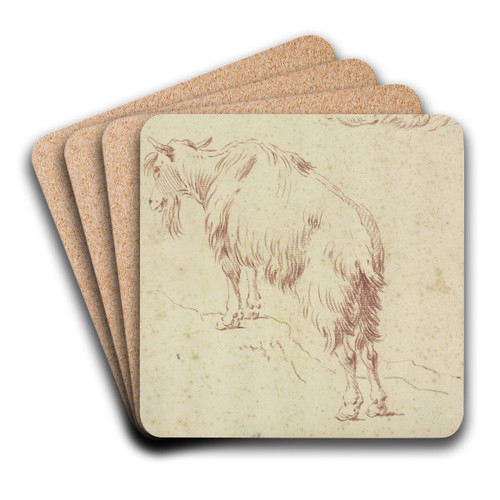Eine stehende und eine liegende Ziege by Johann Melchior Roos Art Drink Coaster set