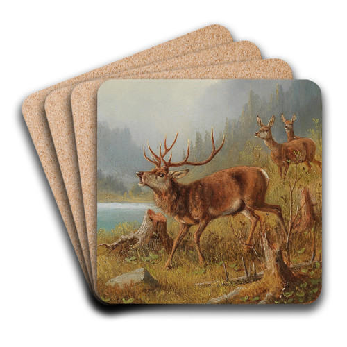 A Bellowing Stag by Moritz Mller Art Drink Coaster set